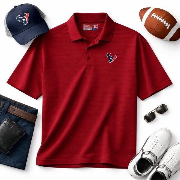 Cutter & Buck Other - CUTTER &BUCK Houston Texans Red S Sleeve 1/4 Button Polo Shirt. Mens XL